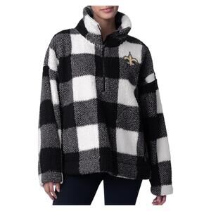 NFL Women's Buffalo Plaid Half Zip Pullover Saints - Regular